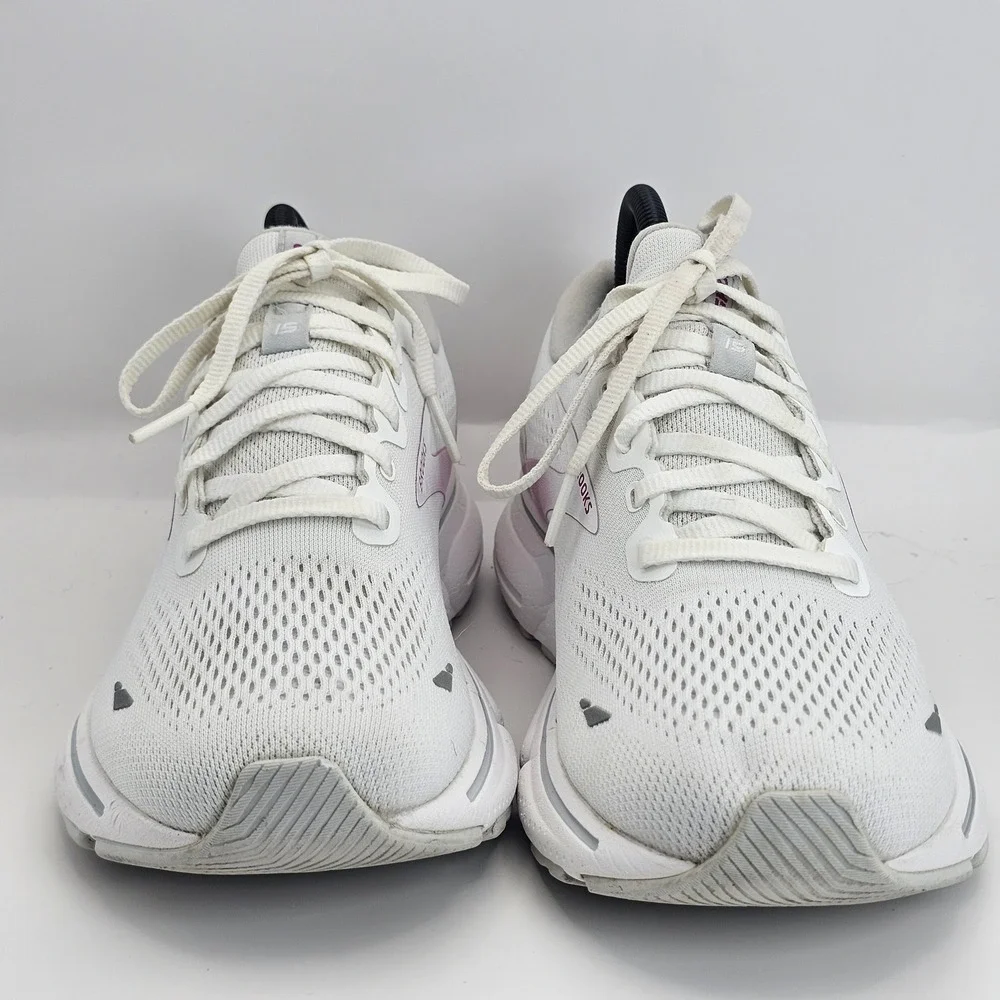Brooks Ghost 15 Women's 9B White Oyster Viola Running Shoes 1203801B195